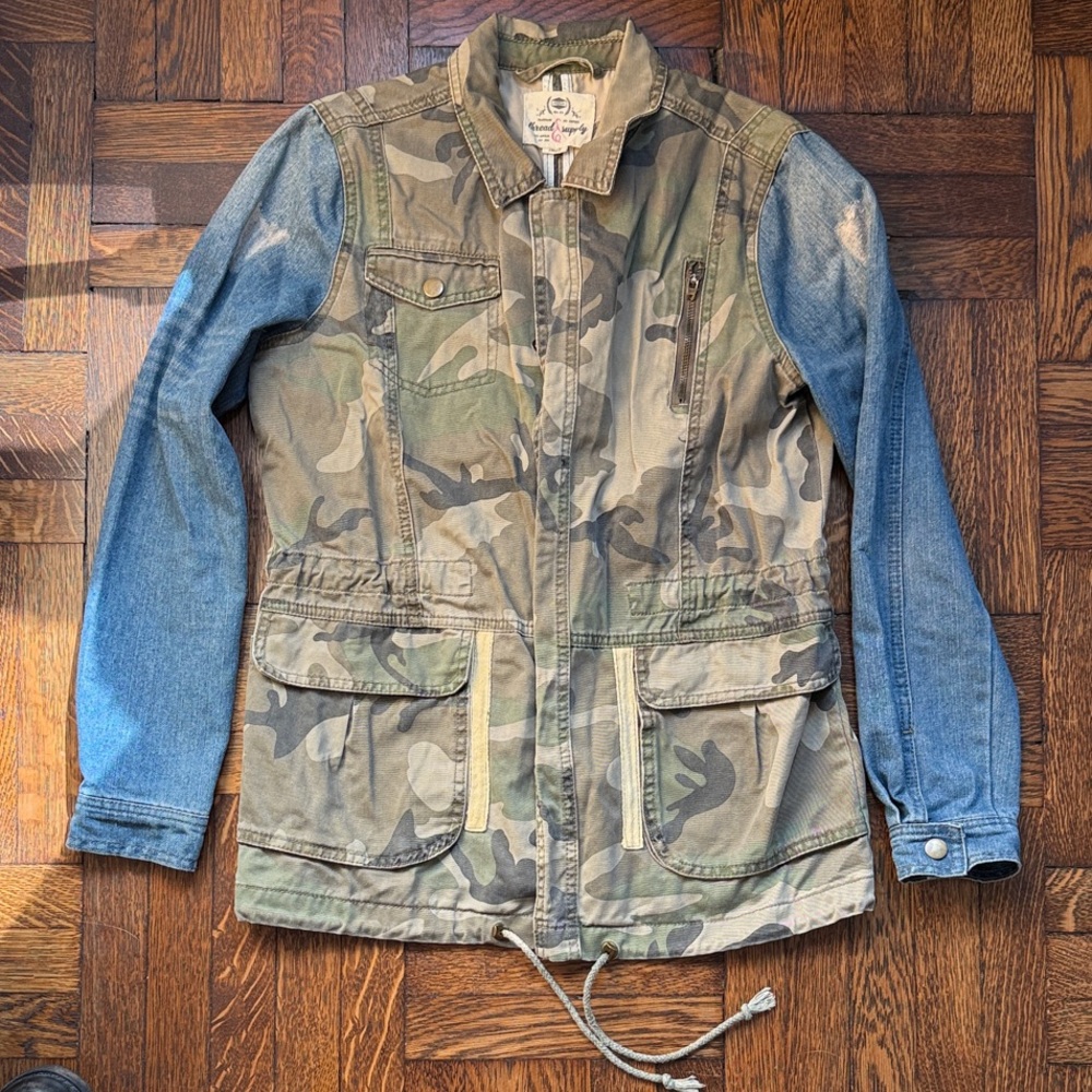 Thread & Supply Camouflage and Denim Field Jacket